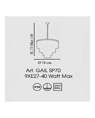 LAMPADARIO A SOSPENSIONE STILE CONTEMPORANEO GAIL DIAMETRO 70