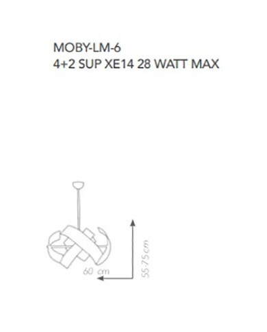 LAMPADARIO IN STILE MODERNO CONTEMPORANEO MOBY LM6