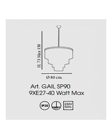 LAMPADARIO A SOSPENSIONE STILE CONTEMPORANEO GAIL DIAMETRO 80