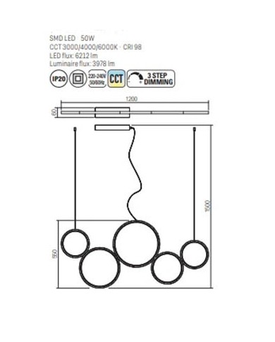 LAMPADARIO A SOSPENSIONE STILE MODERNO ATHENA