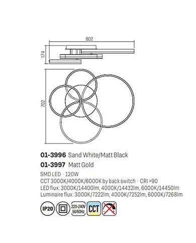 PLAFONIERA STILE MODERNO TARA BIG