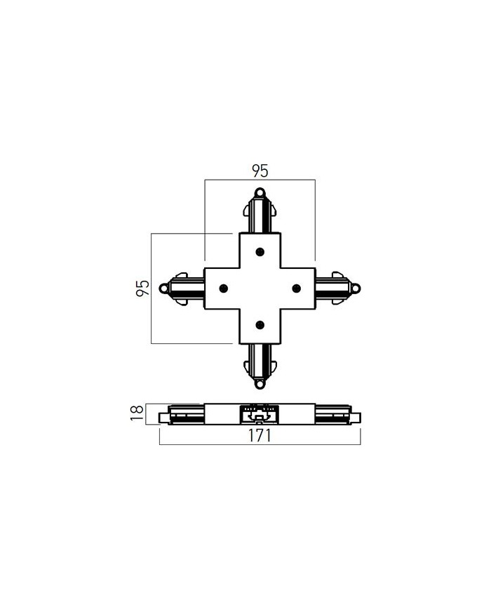 GIUNTO A CROCE E ALIMENTAZIONE PER BINARI MONOFASE