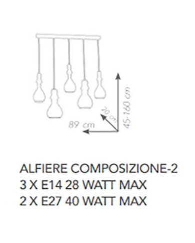 LAMPADARIO A SOSPENSIONE STILE MODERNO CONTEMPORANEO ALFIERE SP5