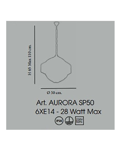LAMPADARIO A SOSPENSIONE STILE CONTEMPORANEO AURORA SP6