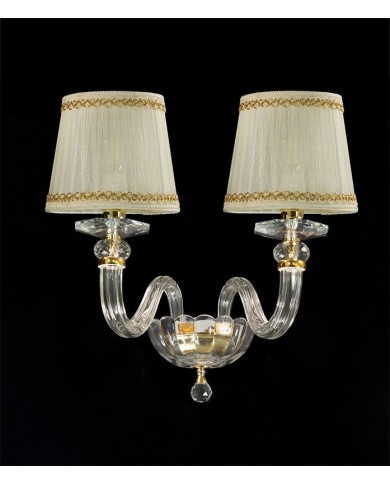 APPLIQUE STILE CONTEMPORANEO IN CRISTALLO  2 LUCI RUBINO AP2