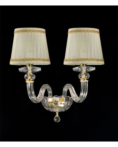 APPLIQUE STILE CONTEMPORANEO IN CRISTALLO  2 LUCI RUBINO AP2