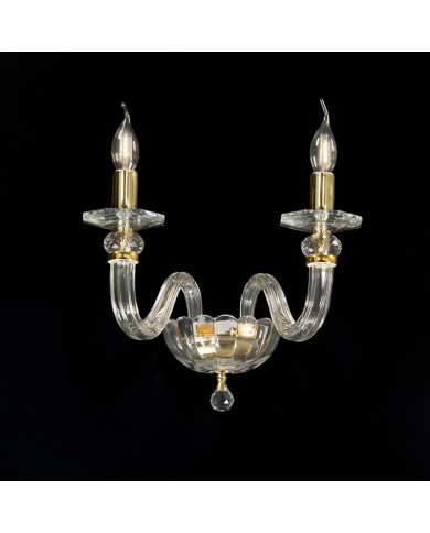 APPLIQUE STILE CONTEMPORANEO IN CRISTALLO  2 LUCI RUBINO AP2