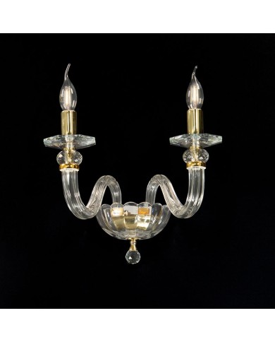 APPLIQUE STILE CONTEMPORANEO IN CRISTALLO  2 LUCI RUBINO AP2