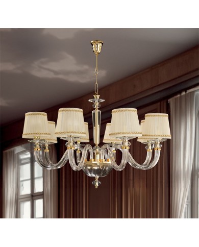 LAMPADARIO STILE CONTEMPORANEO IN CRISTALLO RUBINO LM8