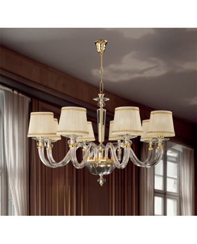 LAMPADARIO STILE CONTEMPORANEO IN CRISTALLO RUBINO LM8