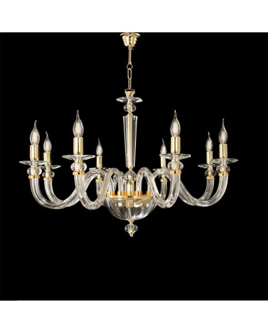 LAMPADARIO STILE CONTEMPORANEO IN CRISTALLO RUBINO LM8