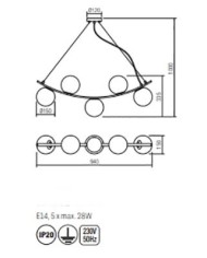 LAMPADARIO A SOSPENSIONE STILE MODERNO VOLLEY SP 5