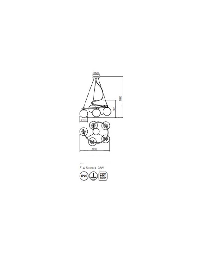 LAMPADARIO A SOSPENSIONE STILE MODERNO VOLLEY SP 5 TOND