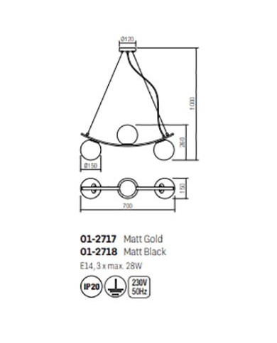 LAMPADARIO A SOSPENSIONE STILE MODERNO VOLLEY SP 3