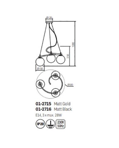 LAMPADARIO A SOSPENSIONE STILE MODERNO VOLLEY SP 3 TOND