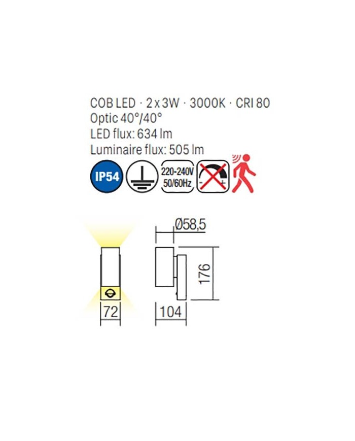 APPLIQUE PER ESTERNO VINCE AP CON SENSORE