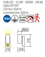 APPLIQUE PER ESTERNO VINCE AP CON SENSORE