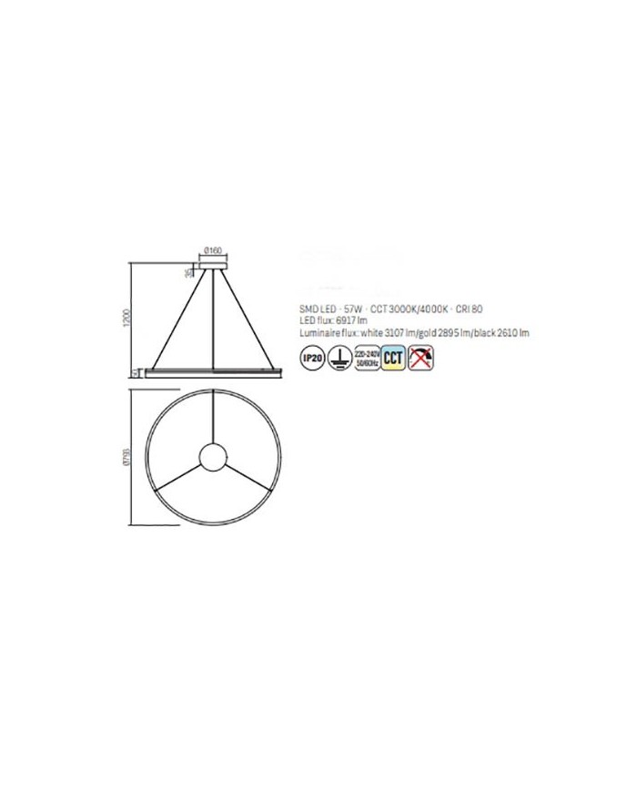 SOSPENSIONE STILE MODERNO VALDIS SP 80 BIANCO