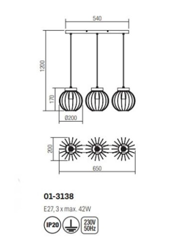 LAMPADARIO A SOSPENSIONE STILE MODERNO CONTEMPORANEO TRELLIS SP3 LINE