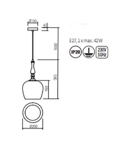 SOSPENSIONE STILE MODERNO TOLL SP1 AMBRA