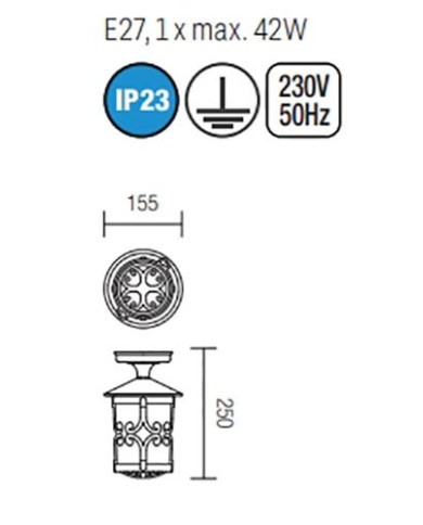PLAFONIERA PER ESTERNO STILE CONTEMPORANEO TIROL PL