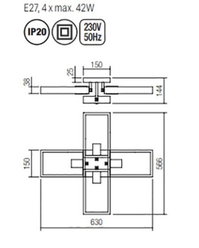 PLAFONIERA STILE MODERNO CONTEMPORANEO TIMBER PL4