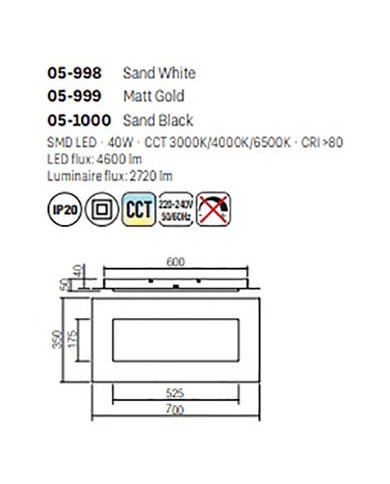 PLAFONIERA STILE MODERNO TATAMI L BIANCO
