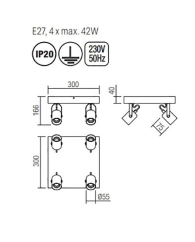 PLAFONIERA STILE MODERNO CONTEMPORANEO TAFFI PL4