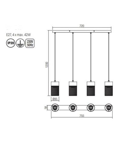 LAMPADARIO A SOSPENSIONE STILE MODERNO CONTEMPORANEO STEM 4