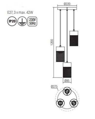 SOSPENSIONE STILE MODERNO CONTEMPORANEO STEM SP3 T