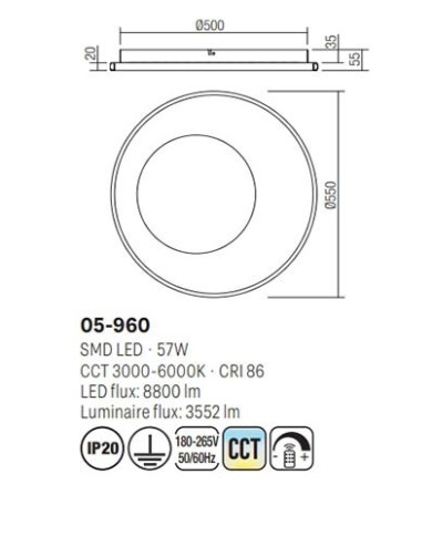 PLAFONIERA STILE MODERNO SINTESI G TONDA