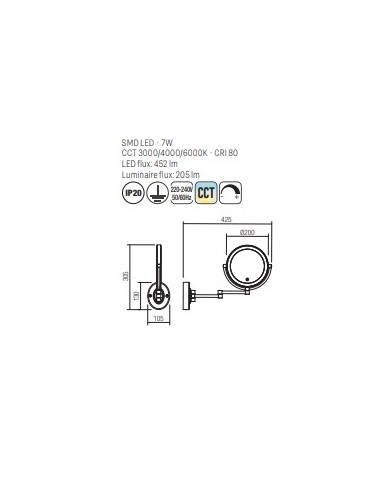 APPLIQUE STILE MODERNO CON SPECCHIO SELFIE BIANCO