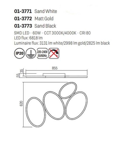 PLAFONIERA STILE MODERNO RITMO PL G BIANCO