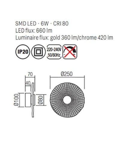 APPLIQUE STILE MODERNO CONTEMPORANEO REEF AP G CROMO