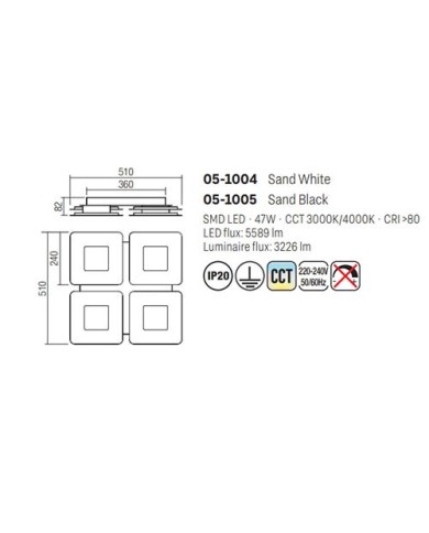 PLAFONIERA STILE MODERNO QUANT BIANCA