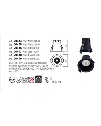 FARETTO DA INCASSO STILE MODERNO PT 09 4000K NERO P