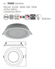 FARETTO DA INCASSO STILE MODERNO PT 06 3000K RGB BIANCO G