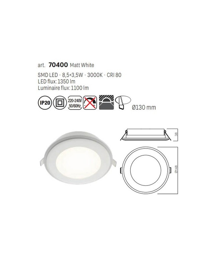 FARETTO DA INCASSO STILE MODERNO PT 05 3000K