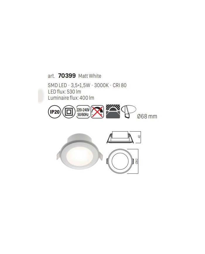 FARETTO DA INCASSO STILE MODERNO PT 05 3000K  P