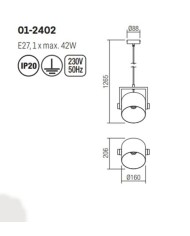 Sospensione Orientabile Design  originale Nero Opaco e Legno Naturale