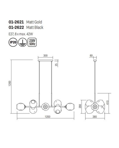 SOSPENSIONE STILE MODERNO PIERCE LM 8 NERO