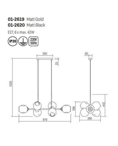 SOSPENSIONE STILE MODERNO PIERCE LM 8 ORO