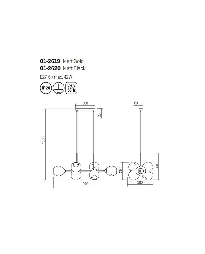 SOSPENSIONE STILE MODERNO PIERCE LM 8 ORO