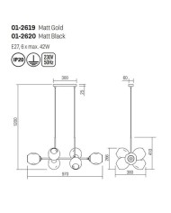 SOSPENSIONE STILE MODERNO PIERCE LM 8 ORO