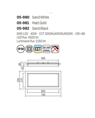 PLAFONIERA STILE MODERNO PERIMETRO G RETT BIANCO