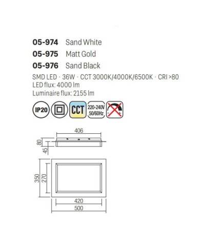 PLAFONIERA STILE MODERNO PERIMETRO M RETT BIANCO