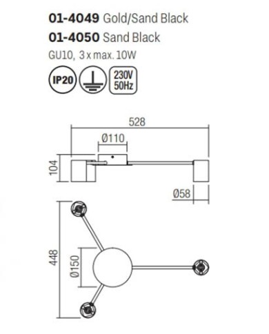 PLAFONIERA STILE MODERNO NOA PL P ORO