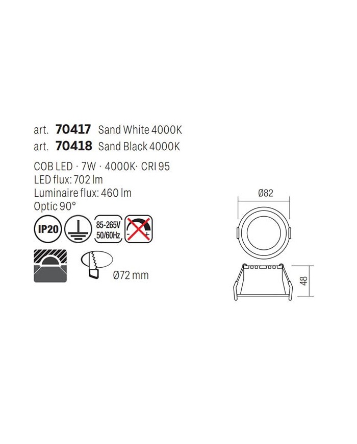 FARETTO AD INCASSO STILE MODERNO MT149 BIANCO