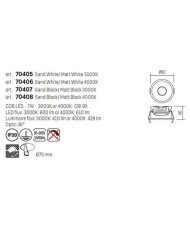 FARETTO AD INCASSO STILE MODERNO MT146 BIANCO 4000K