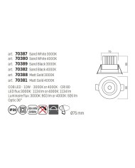 FARETTO AD INCASSO STILE MODERNO MT144 NERO 4000K